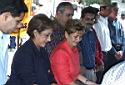 President Mireya Moscoso in red